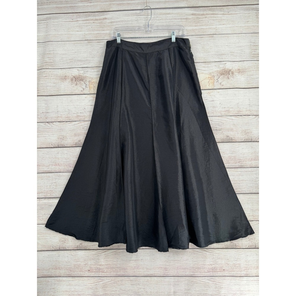 Cordelia Maxi Skirt Women‎ Size L Black A-Line Side Zip Long Flowy Textured
